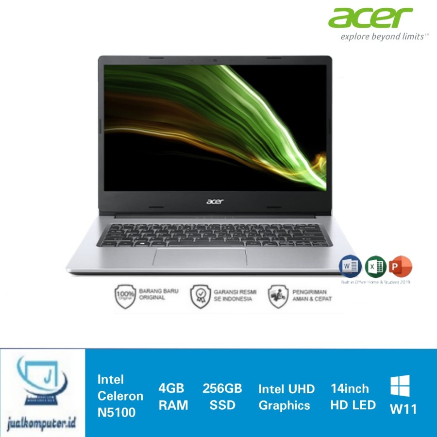 Acer Aspire 3 A314-35-C80W - Silver 14/N5100/4GB/256GB/W11+OHS (GARANSI RESMI)