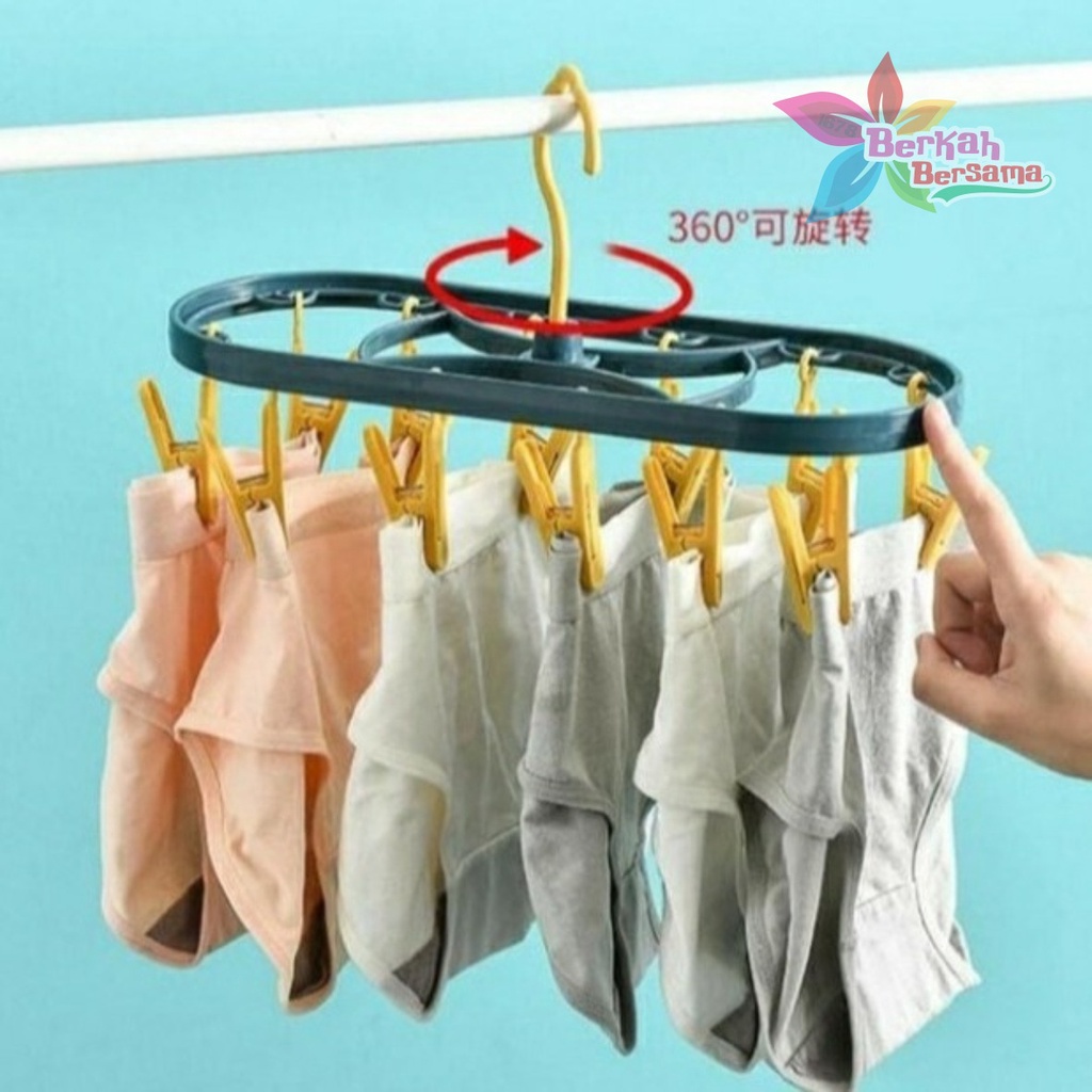 RT52 gantungan hanger hook jepit jepitan jemuran jemur baju kaos kaki jepit 12 klip BB6115