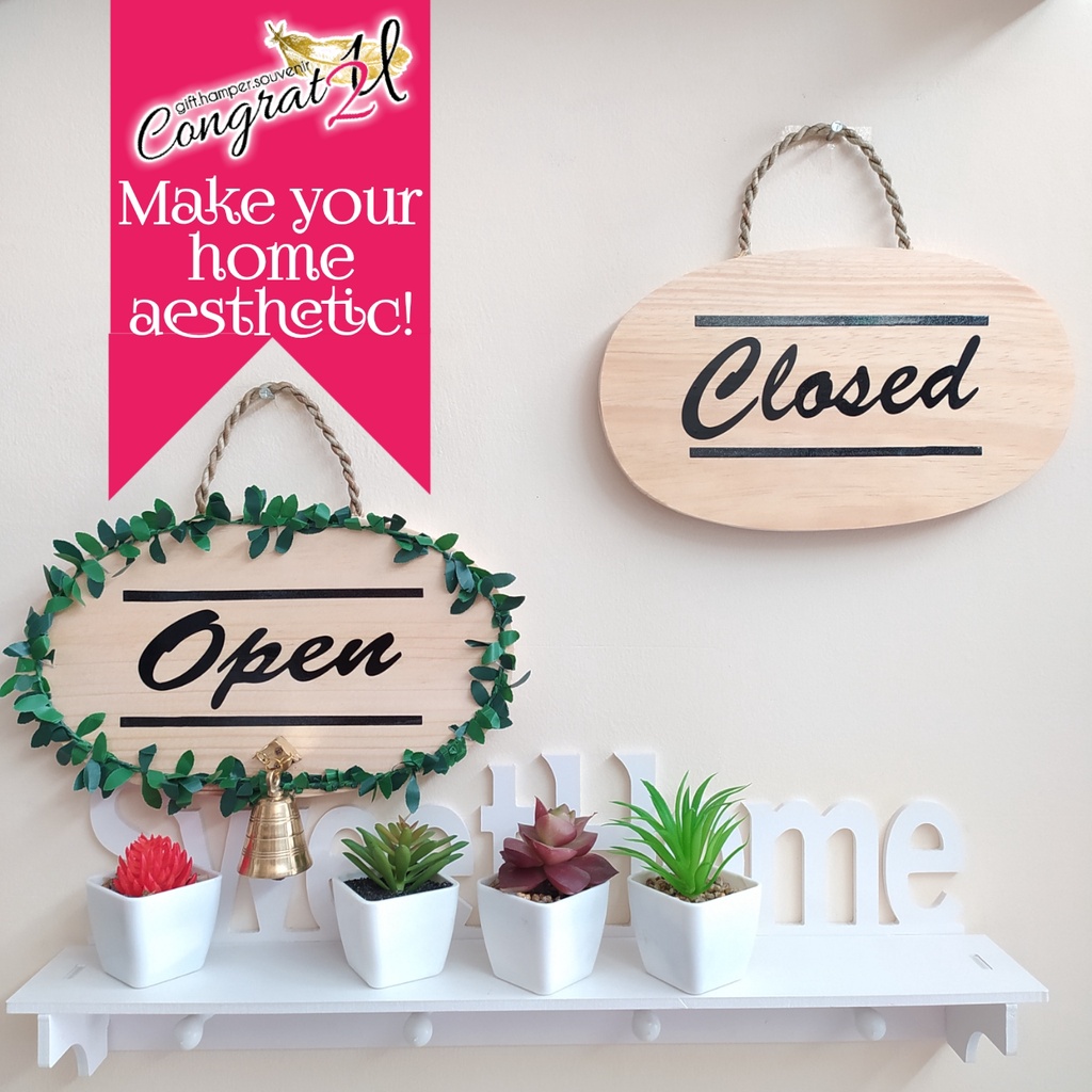 WALL DECOR AESTHETIC PAPAN SIGN OPEN CLOSE KAYU BOLAK BALIK VINTAGE OPEN CLOSED MURAH RETRO DECO DEKORASI PAJANGAN HIASAN DINDING PINTU RUMAH AKRILIK BOARD CUSTOM WALLDECOR ESTETIS