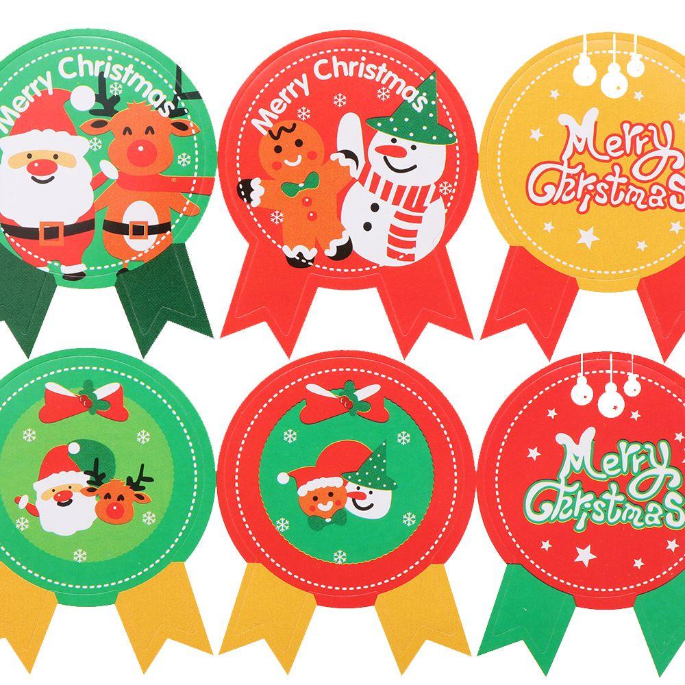 Solighter Kertas Hadiah Stiker DIY Perlengkapan Pesta Biskuit Kotak Hadiah Festival Dekorasi Sealing Craft Merry Christmas