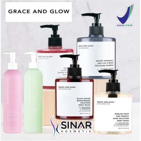 ✦SINAR✦ Grace and Glow ( Grace n Glow ) Body Wash ( Body Shower ) &amp; Body Serum l Black Opium - Rouge 540 - English Pear