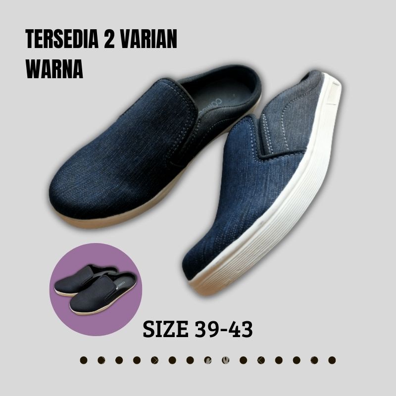 Sepatu Slop Pria Bahan Levis Murah Ringan Buat Nyantai Original