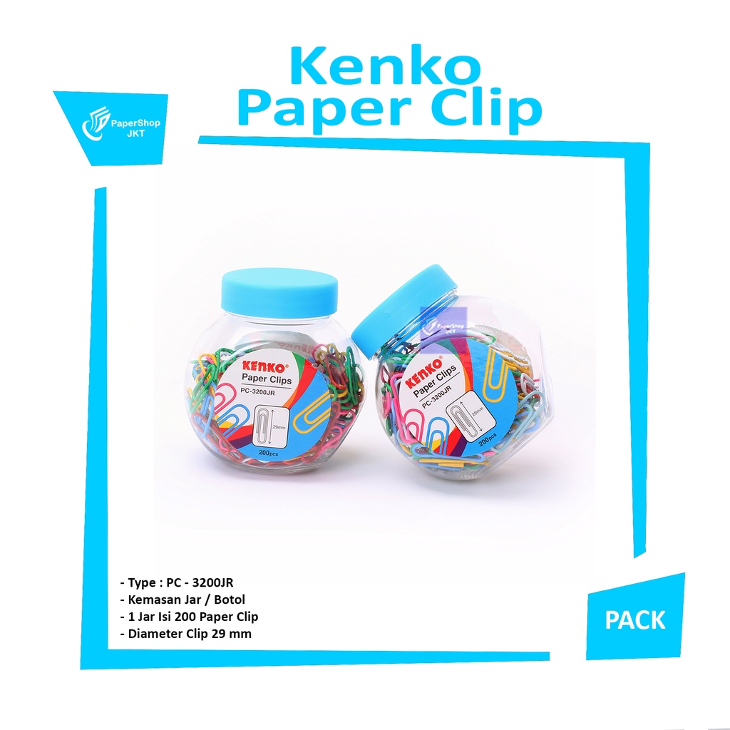 

KENKO - Paper Clip - 3200 JR Klip Kertas warna warni - Drum
