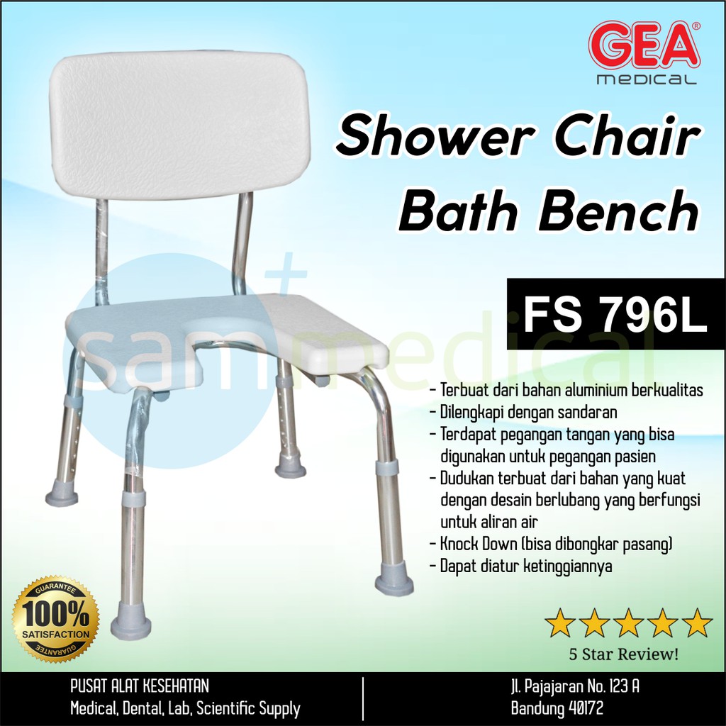 Gea Shower Chair Bath Bench Sandaran Punggung Fs 796l Shopee Indonesia