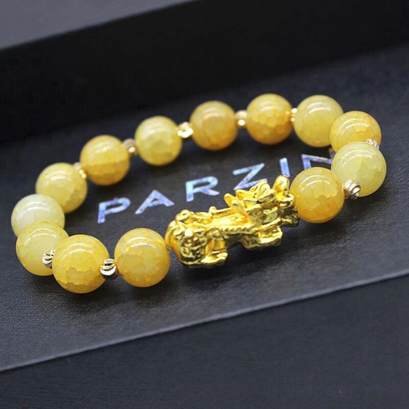 Unisex Wealth Feng Shui Obsidian Golden PIXIU Wealth Beads Bracelet Attract Wealth and Good Luck Jewelry Gift