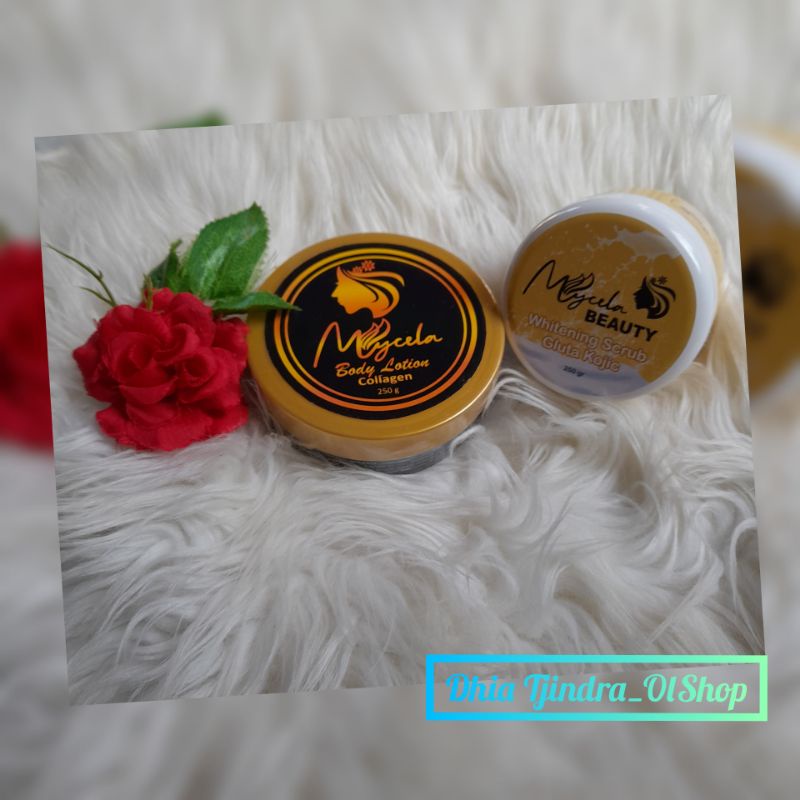 Paket Hemat 2in1 Mycela Body Lotion Collagen + Whitening Body Scrub Gluta Kojic [ Bisa COD ]