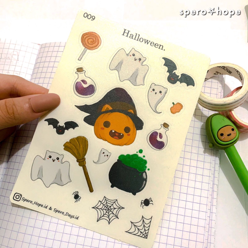

SPEROHOPE - #009 Cute Halloween Sticker Sheet Stiker Laptop Sticker DIY Diary Sticker Jurnal BUJO Planner Deco Stiker Hias Stiker Laptop Stiker Guru