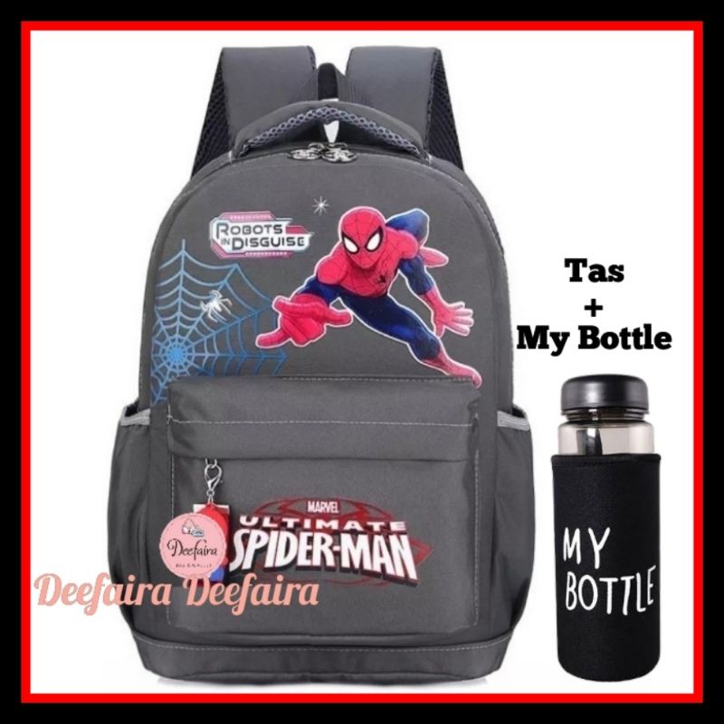 Tas Sekolah Anak Laki Laki Spiderman Backpack Free Bottle