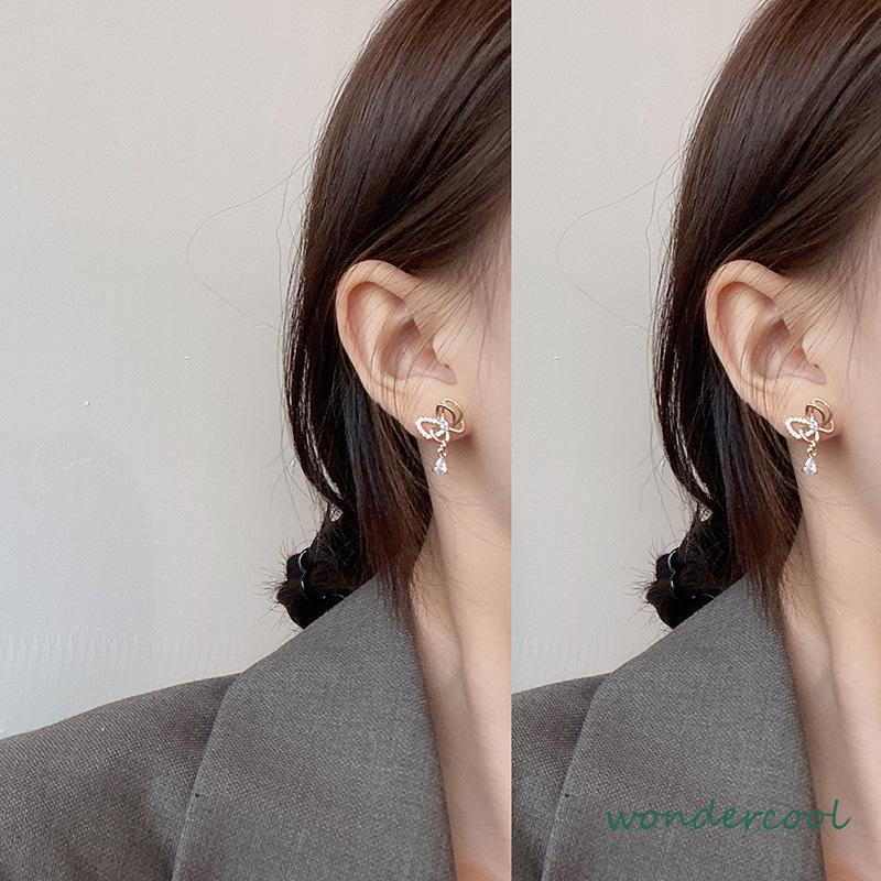 Gaya Korea Kupu-kupu Mutiara Kristal Anting-Anting Fashion Sederhana Anting Busur Elegan Perhiasan Aksesoris -Won