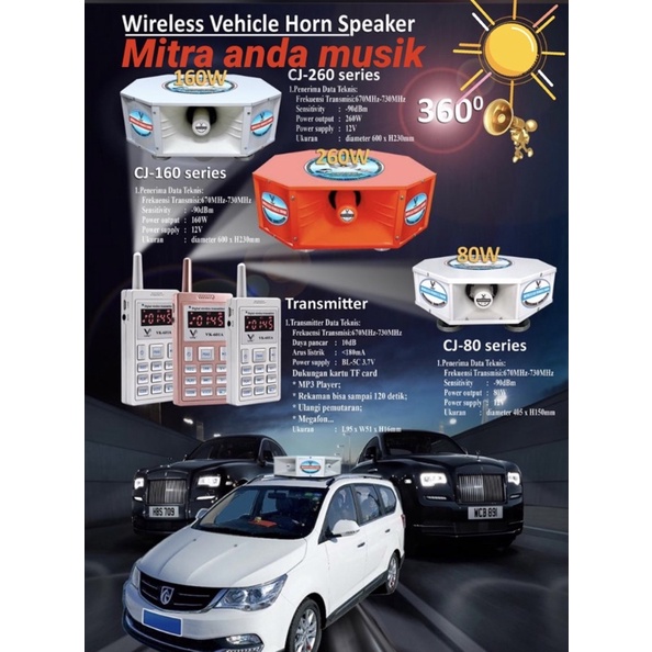 Speaker aktif horn corong speaker wireless vehicle horn speaker cj80 mobil pangilan