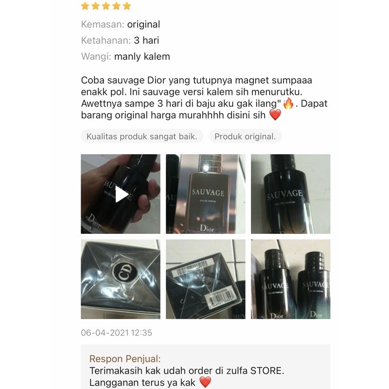 SAUVAGE DI*OR PARFUM PRIA ORIIMPORT BOX COVER 100 ML TUTUP BOTOL BERMAGNET BOX COVER