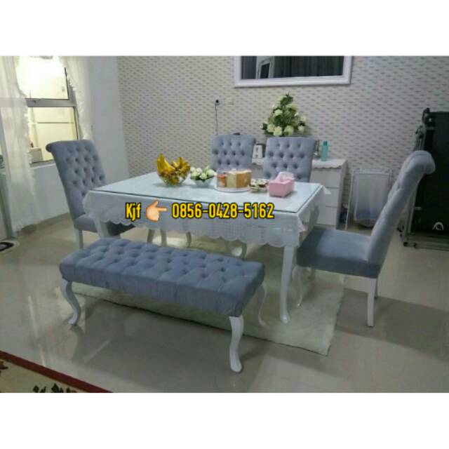 Meja makan duco set meja makan shabby set 6 kursi