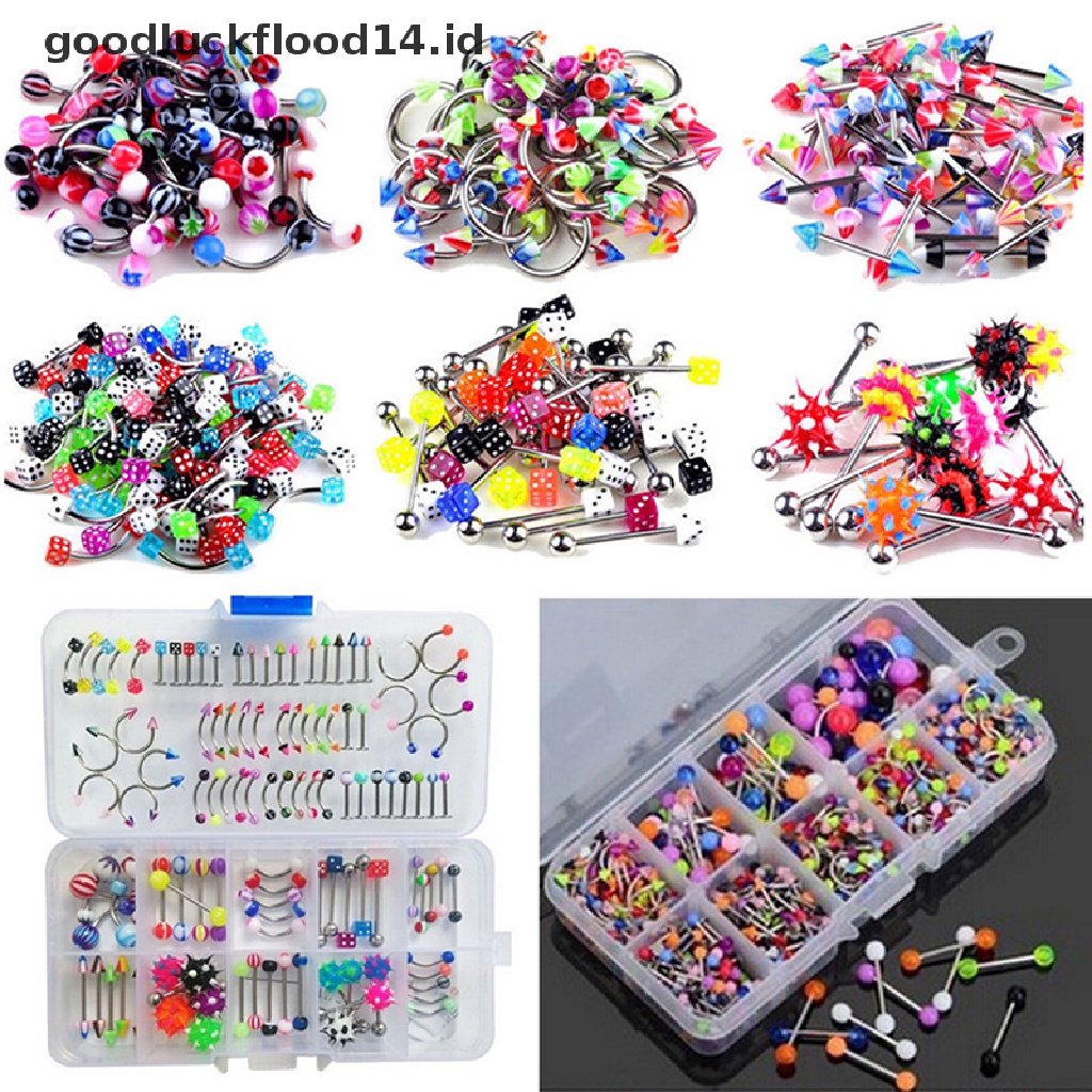 [OOID] 60Pcs Wholesale Lots Mixed Lip Piercing Body Jewelry Barbell Rings Tongue Ring ID