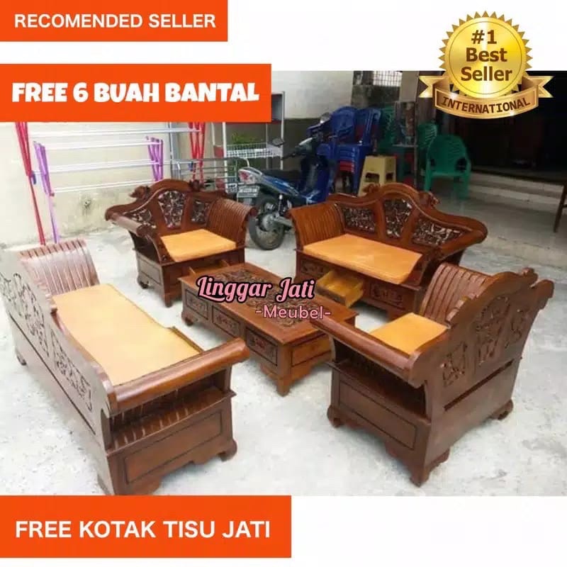 SET KURSI TAMU MADURA KEONG + KENEP MEJA KECIL+ BUSA + KACA