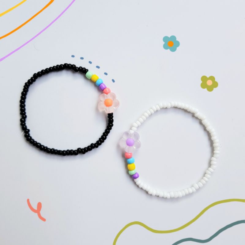 gelang kpop / gelang korea / flowery rainbow bracelet / gelang bunga / gelang manik bunga (rainbow bunga)