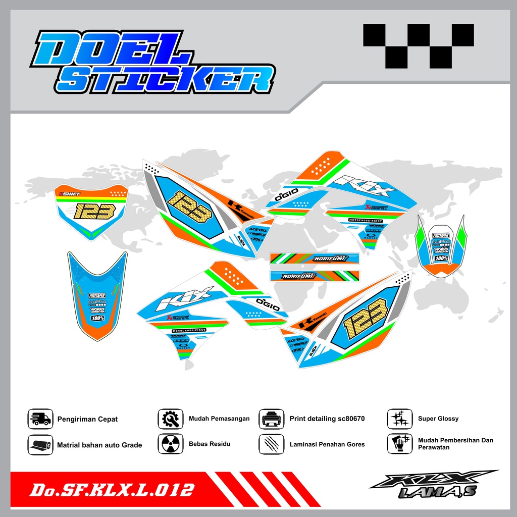 Sticker Striping Honda KLX L , S Lama List Variasi Hologram , Crome Doel012