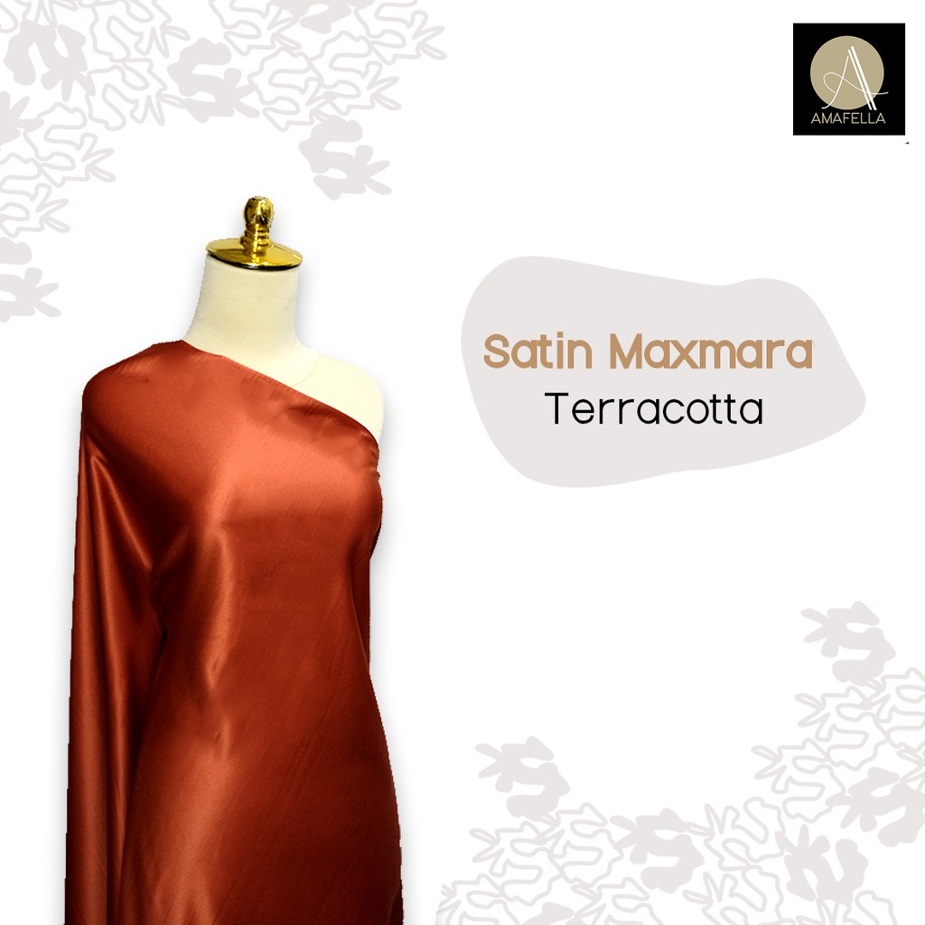 1/2 meter Kain Satin Maxmara / Sateen Velvet Premium Warna Terracota