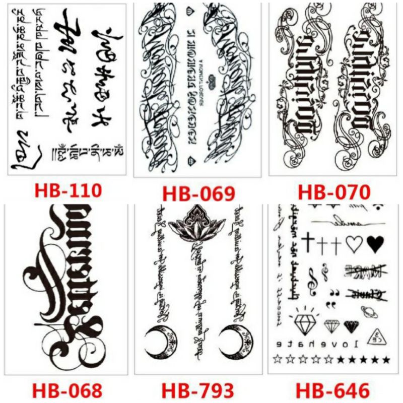 Tattoo Tulisan 21x15 CM temporary temporer tato temporari
