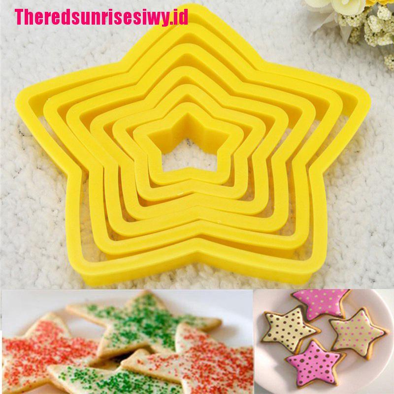 6pcs / Set Cetakan Cutter Bentuk Pohon Natal / Bintang Untuk Kue / Biskuit