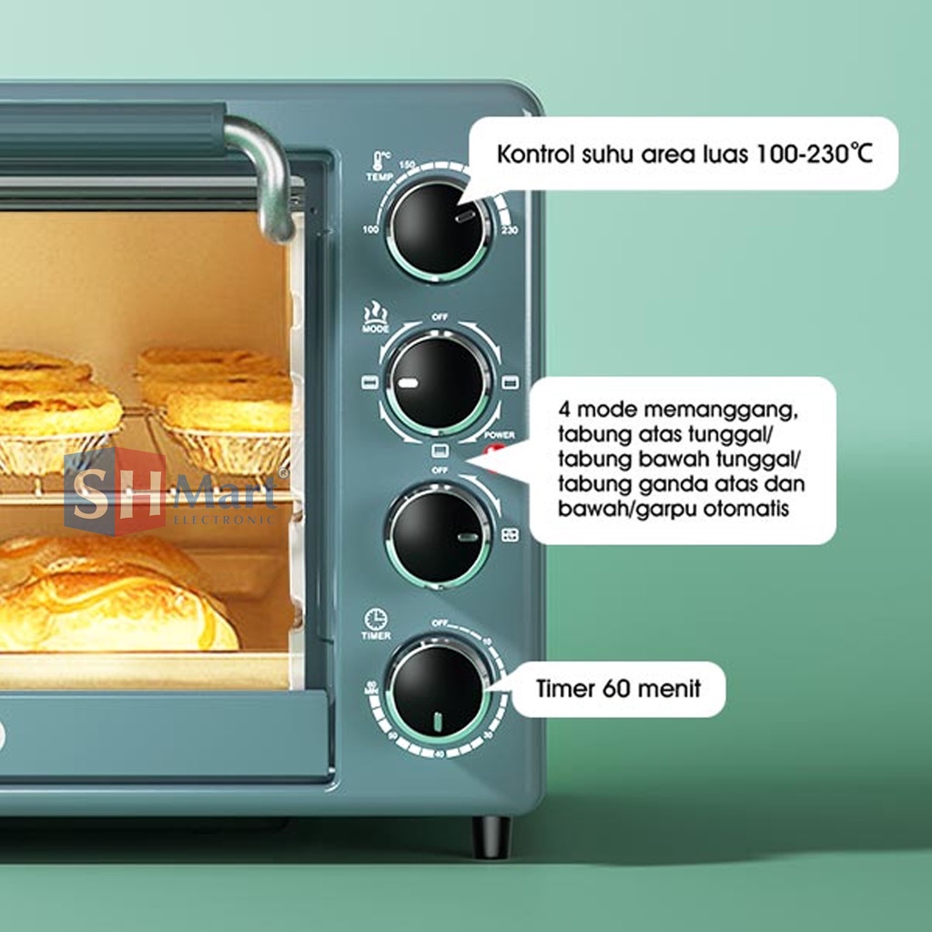 OVEN LISTRIK SAMONO KAPASITAS 35 LITER SWEOG35 DAYA RENDAH 400W GARANSI RESMI