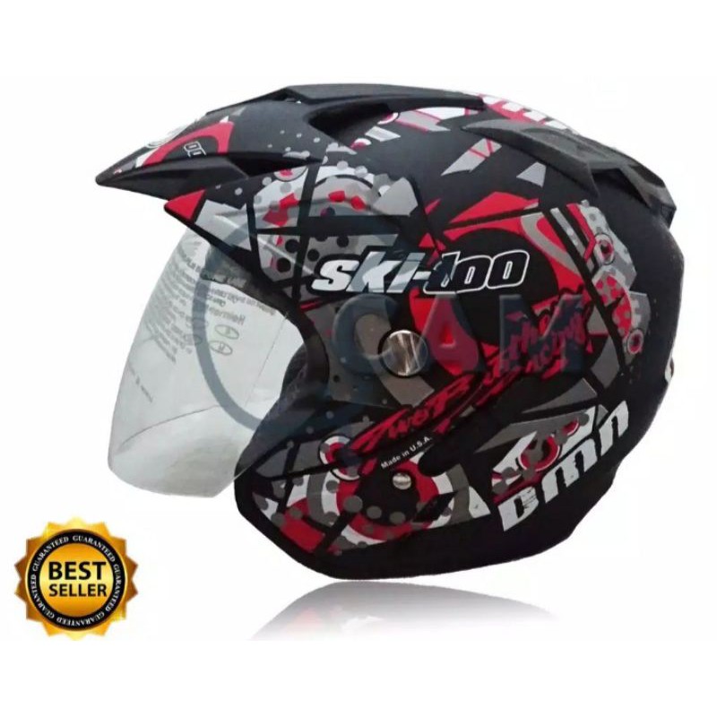 Helm Motor Sni Dmn skii doo black doff merah