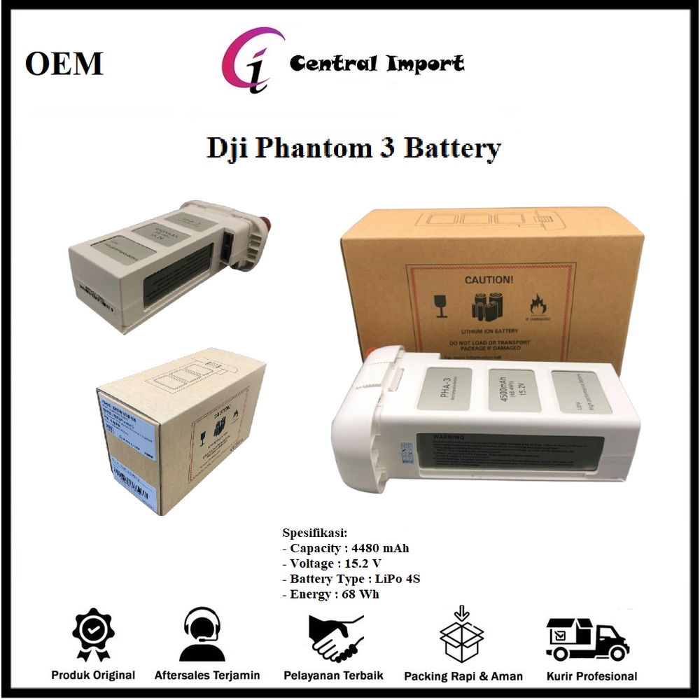 Dji Phantom 3 Battery - Dji Phantom 3 Pro Baterai -  Dji Phantom 3 Series Batre OEM Super Kualitas 1