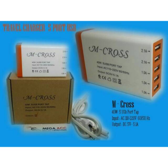 Charger/travel charger M-cross 5port usb#good quality