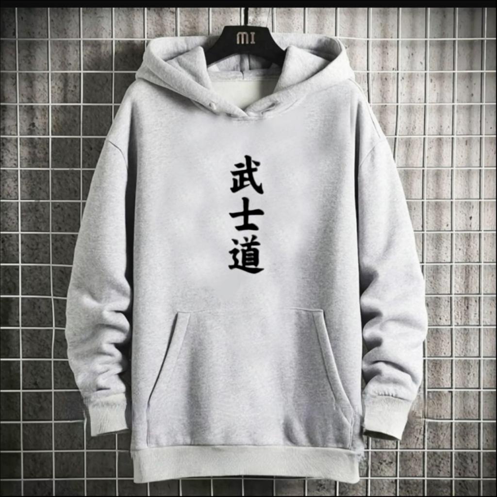 SWEATER HOODIE TULISAN JEPANG BUSHIDO / HOODIE MURAH TERLARIS / HOODIE POLOS / HOODIE PRIA DAN WANITA / UNISEX