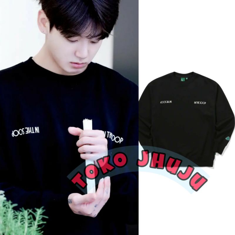 Basic Sweater BTS Taehyung Jungkook style In The Soop 2 Logo kiri kanan + print logo ditangan