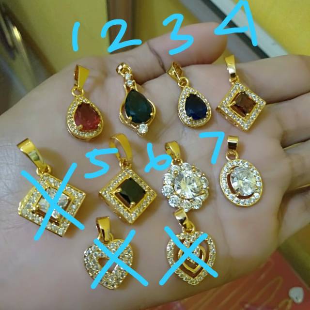 Ecer liontin permata lapis emas 18 k