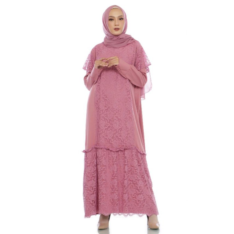 SAFA - SAVA MAXI / DRESS JUMBO / GAMIS BIG SIZE / LONG DRESS MUSLIM - BAHAN IT CREPE MIX BRUKAT - BAJU LEBARA