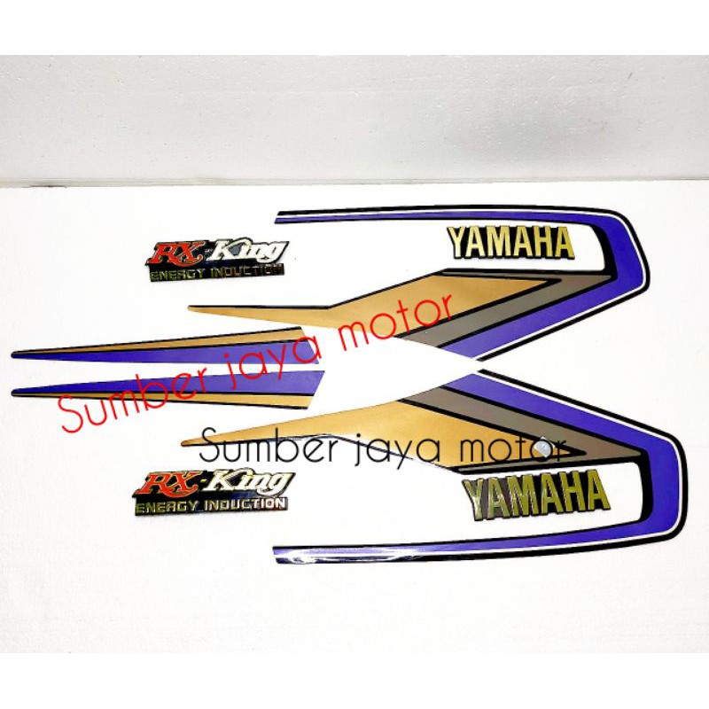 KOMPLIT LIS STICKER STRIPING RX KING 92 BIRU LENGKAP EMBLEM YAMAHA DAN EMBLEM BOK AKI