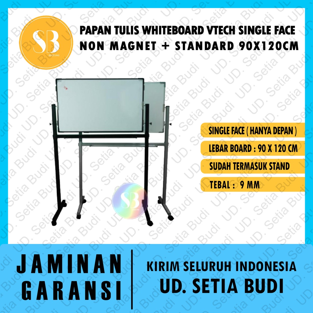 Papan Tulis Whiteboard Vtech Single Face Non Magnet+Standard 90x120CM