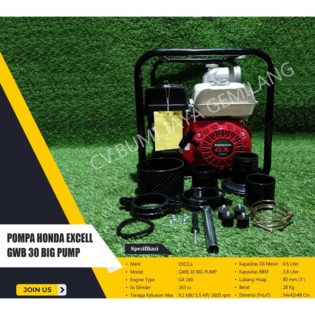 MESIN POMPA AIR SAWAH HONDA EXCELL GX 160 3 INCH