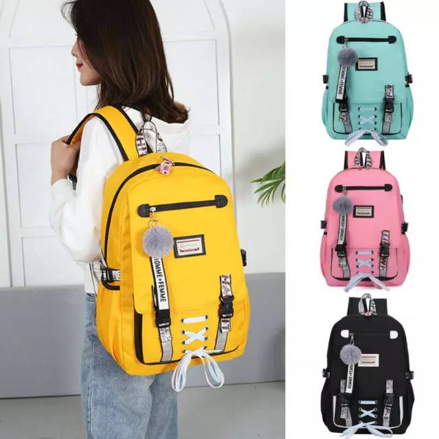 ARMELIA SHOP_Tas Ransel Anak Sekolah_Backpack Doubele Decker_Tas Kulia_Tas Sekolah_ Tas Pita Tengah