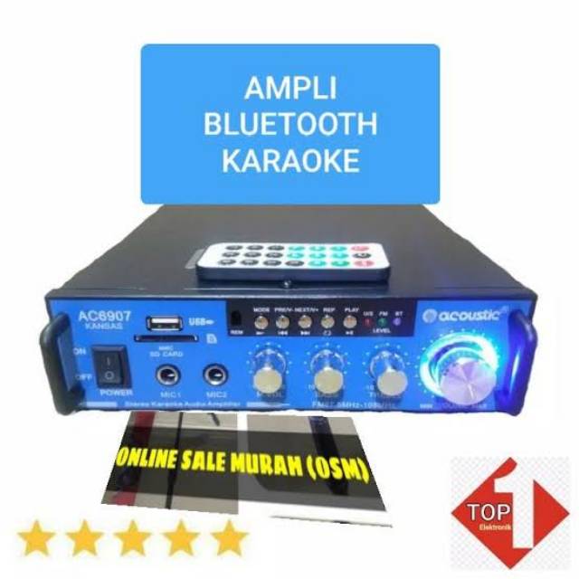 POWER AMPLIFIER MINI ACOUSTIC AC 6907 AC6907 MIXER EQUALIZER AUDIO STEREO USB SD CARD BLUETOOTH MIC