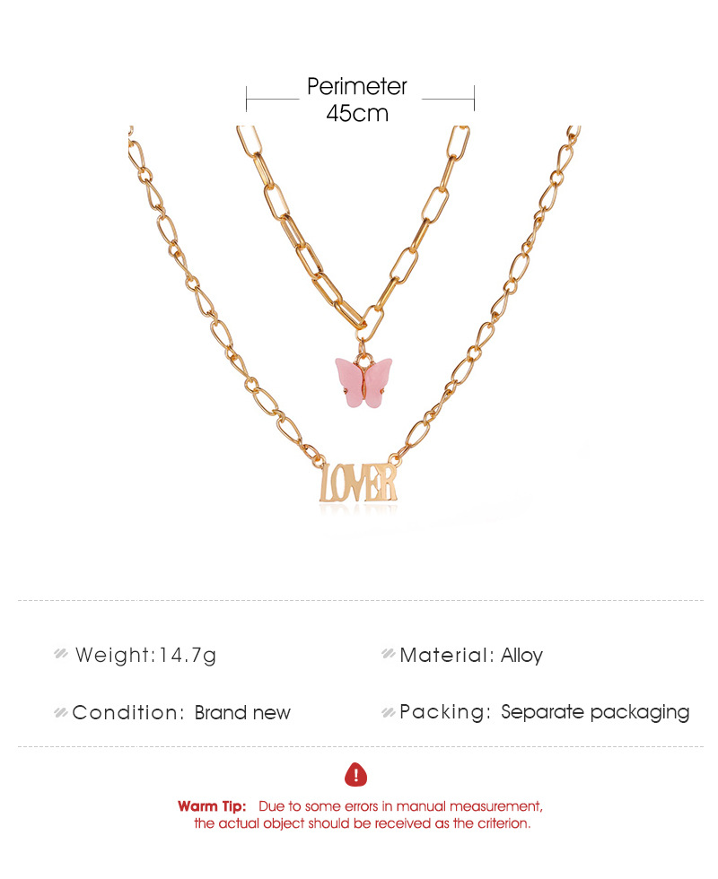 Double Butterfly Necklace for Women Girls Korean Fashion Letter Angel Pendant Clavicle Chain Jewelry Accessories Gift