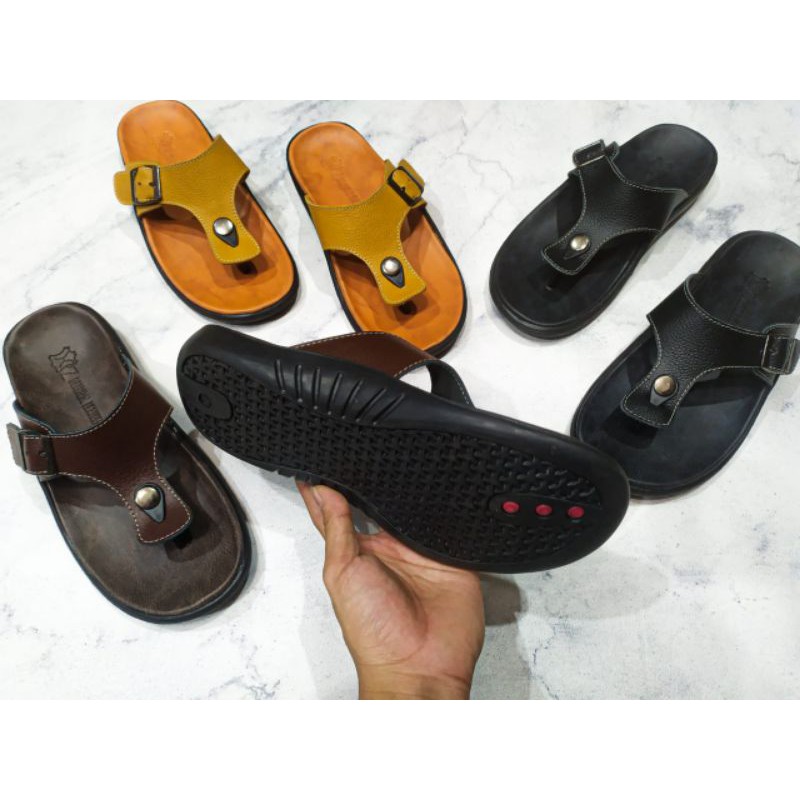 sandal kulit pria model capit sol cekung asli garut