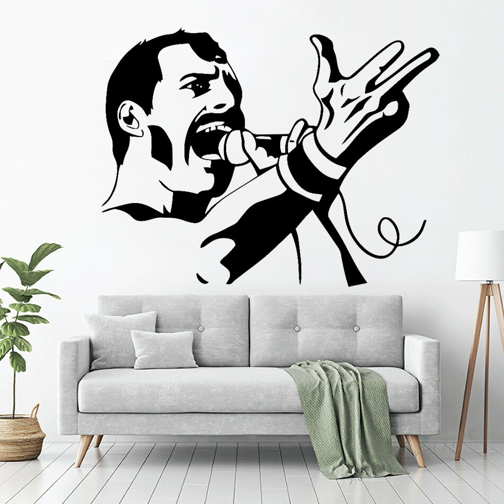 Stiker Dinding Musik Band singer Wall Stickers Vinyl Classic Fredie Mercury Queen Music Band Sticker