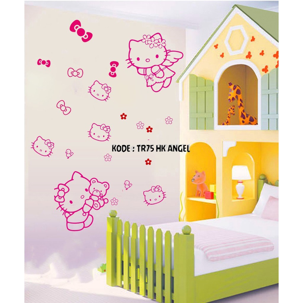 GD STIKER STICKER WALL SETIKER DINDING HELLO KITTY HK ANGEL WALLSTICKER WALLSTIKER DEKORASI TEMBOK HELO KITY PINK DECOR RUANG KAMAR TIDUR ANAK ANAK CEWEK PEREMPUAN KARTUN LUCU KEKINIAN WALLPAPER WALPAPER WELPEPER PAPER WALSTICKER HELLO K