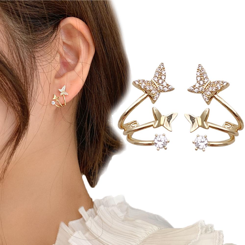 Needway Stud Earrings Wanita Ladies Kecil925 Perak Jarum Indah Berlian Imitasi Fashion Perhiasan