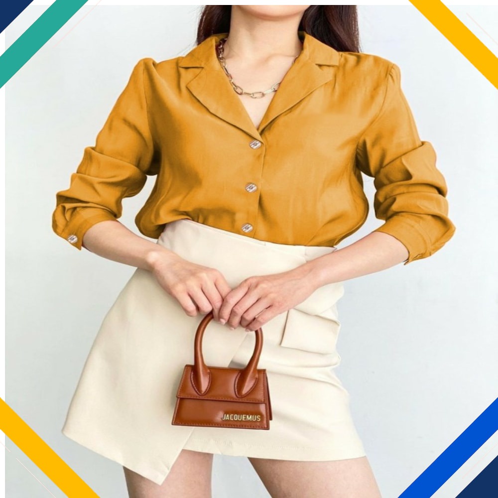 Hem Paris Mustard Kekinian Baju Atasan Wanita 0141 Premium UAQ