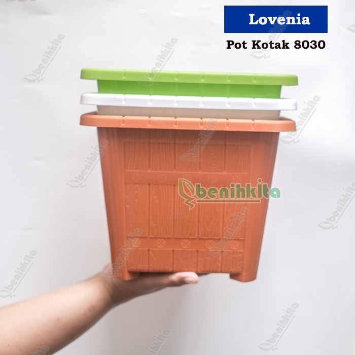 Pot Tanaman-Bunga Kotak Warna 30 Motif Kayu (Lovenia)