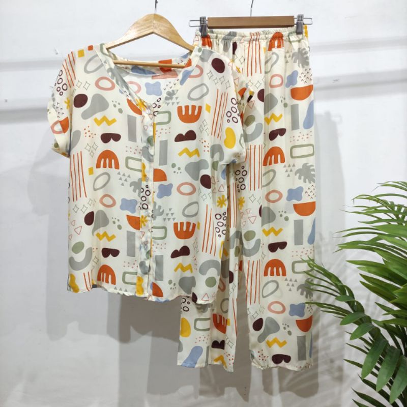 PIYAMA KANCING HITS PIYAMA KANCING BUSUI | PIYAMA RAYON | HOMEWEAR-NK 32