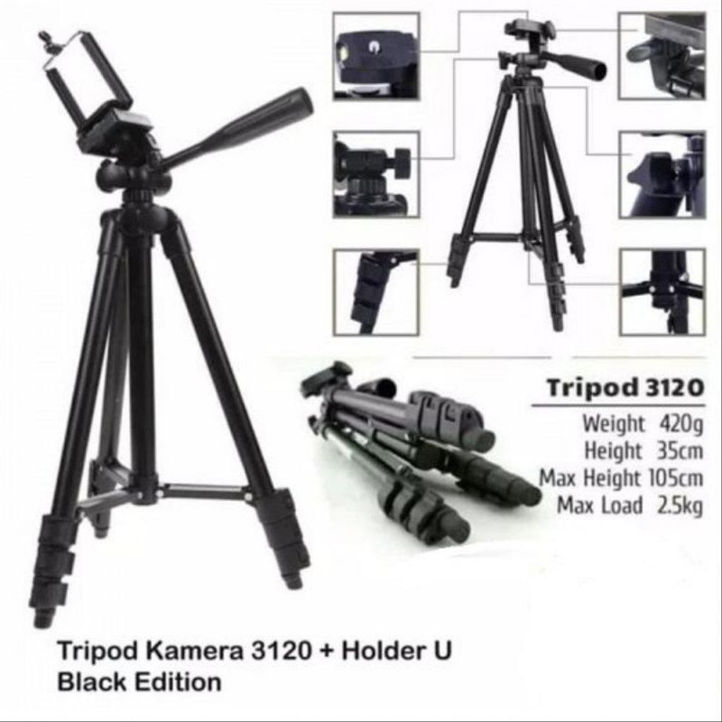 Tripod 3120 1M Black Tripod 1M Plus Holder U Setara Weifeng Teefang