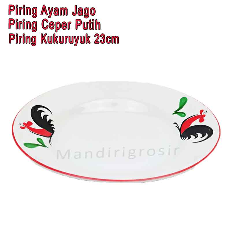 Piring Putih *Piring Ayam Jago * Piring Kukuruyuk * Uk.23cm