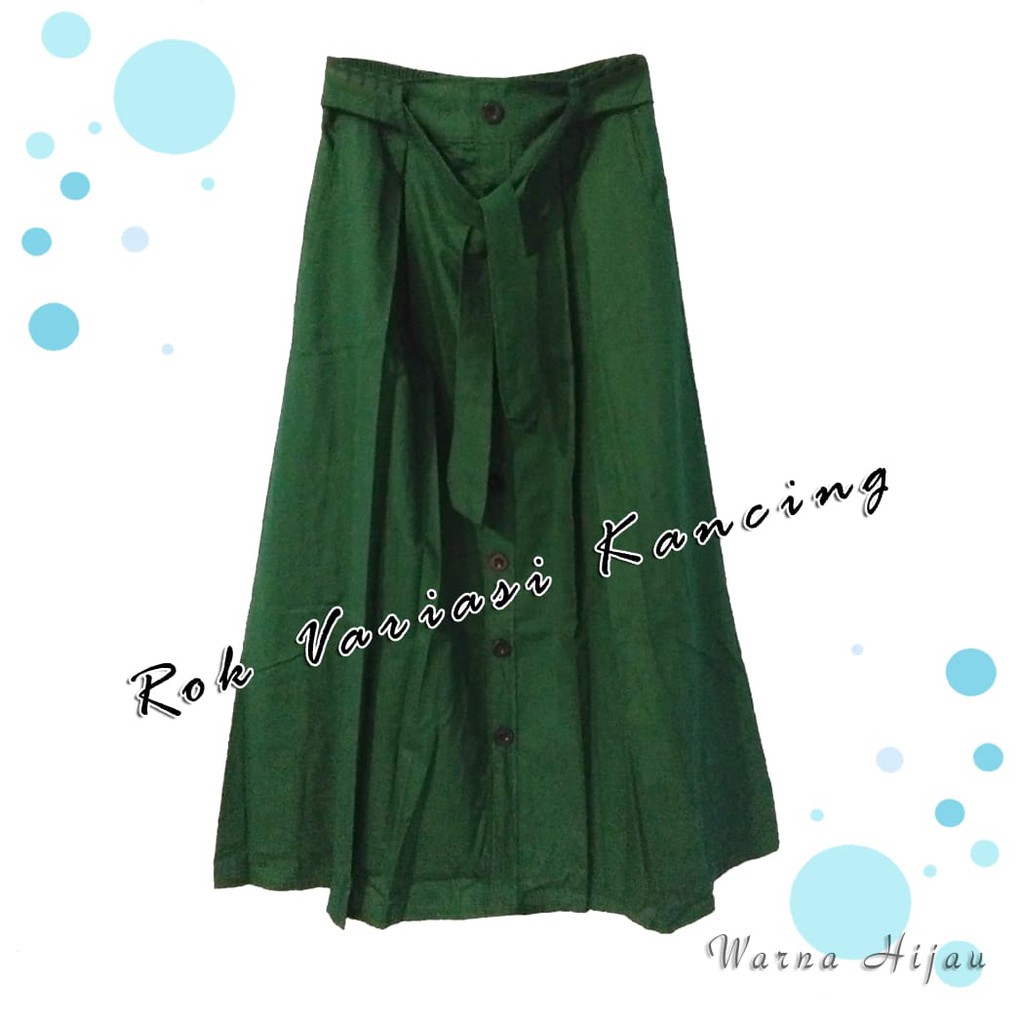 Rok panjang Wanita Terkini Bahan Katun Sigarret variasi Kancing Depan ban Karet