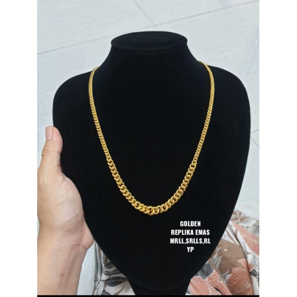 Kalung replika emas Golden NBC.MEDAN model papan,ada kode Gdn di pengait kalung,,panjang 50