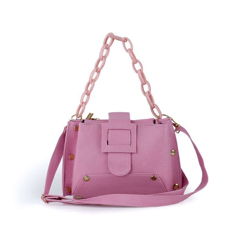 3 Warna - Tas Sling Bag Terbaru Pink Coklat Putih | Selempang Tali Rantai | Salempang Bahu Cantik