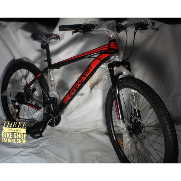 SEPEDA GUNUNG MTB EVERGREEN RANGER 580 26 INCH BLACK RED DISC BRAKE